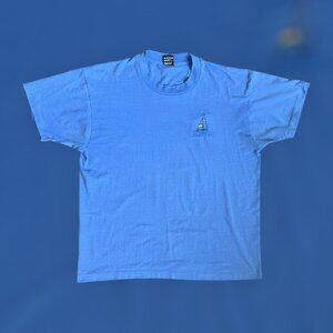 vintage 1990's XL Fruit of the Loom Best "Boston" embroidered blue t shirt retro